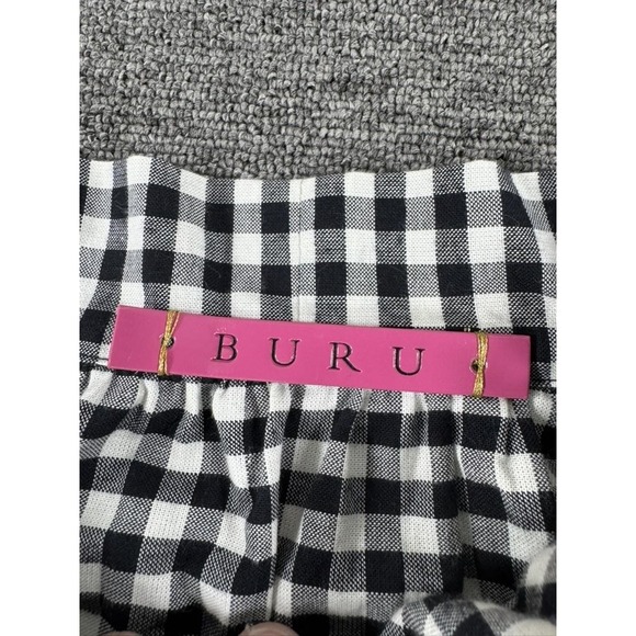 BURU Dress Womens Large Black White Gingham Bow Neck Button Front Made USA - Picture 3 of 10